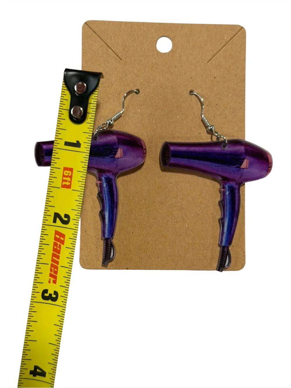 Purple Hair Dryer Novelty Earrings for Women